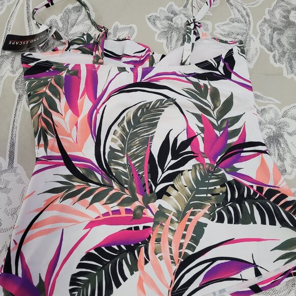 Island Escape Ruffled Tankini Swim Top Size 10 NWT - Picture 4 of 11